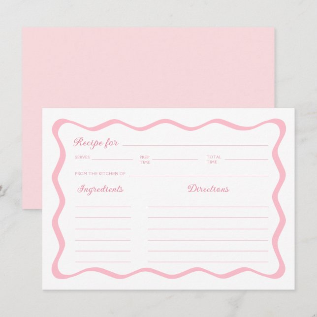 Vågigt Rosa Möhippa Recept Card Inbjudningar (Fram/baksida)
