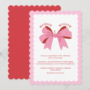 Vågigt Rosa Red Bröllop Inbjudningar