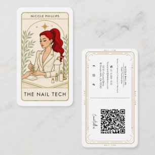 Vågigt Rött Hår Nagelteknik Tarot Sociala Medier Q Visitkort