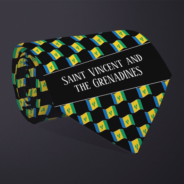 Vågigt Saint Vincent och Grenadinerna Flagga Mönst Slips (Skapare uppladdad)