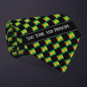 Vågigt Sao Tome och Principe Flagga Mönster Slips