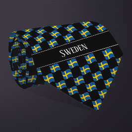 Vågigt Sverige Flagga Mönster Slips
