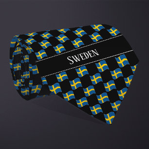 Vågigt Sverige Flagga Mönster Slips