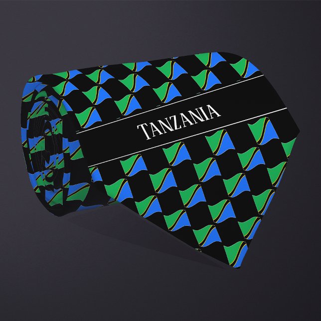 Vågigt Tanzania Flagga Mönster  Slips (Skapare uppladdad)