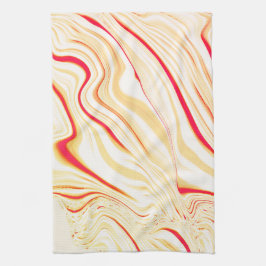 Vågigt trasa med ljusbeige toner, röd rosa kökshandduk