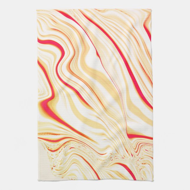 Vågigt trasa med ljusbeige toner, röd rosa kökshandduk (Vertikal)