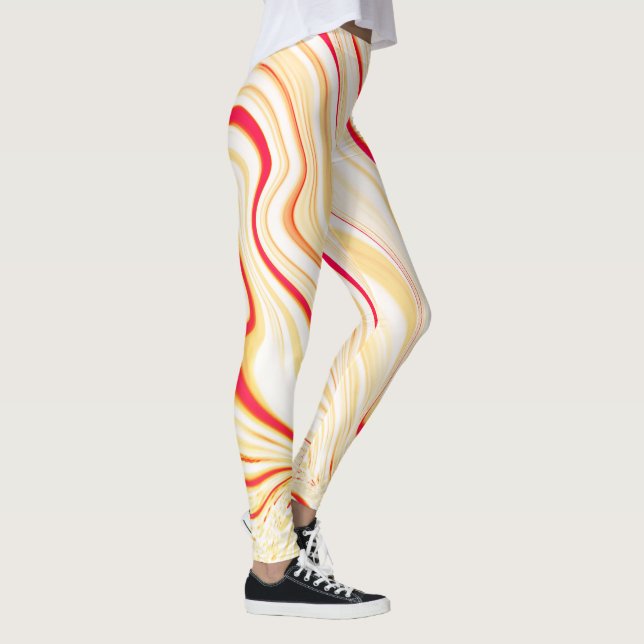 Vågigt trasa med ljusbeige toner, röd rosa leggings (Höger)