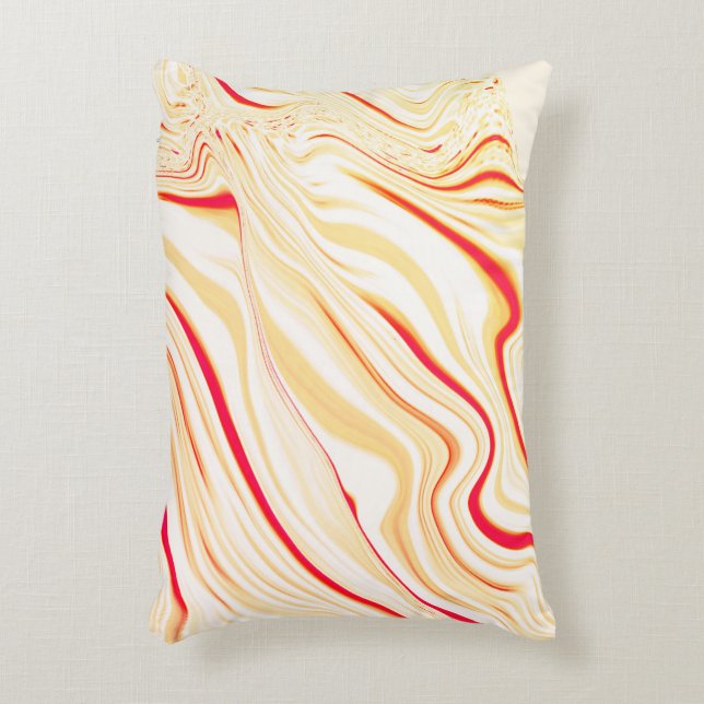 Vågigt trasa med ljusbeige toner, röd rosa prydnadskudde (Framsidan(Vertikal))