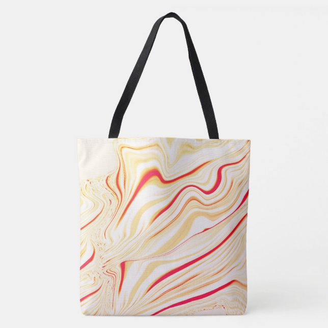 Vågigt trasa med ljusbeige toner, röd rosa tygkasse (Framsida)