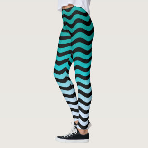 Vågigt Turquise Rand Decor på Leggings