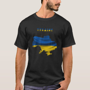 Vågigt ukrainska Flagga Karta i Ukraina T Shirt