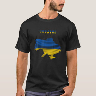 Vågigt ukrainska Flagga Karta i Ukraina T Shirt