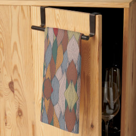 Vågigt Unikt Mönster med Rosa Orange Brown-Grönt Kökshandduk