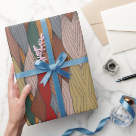 Vågigt Unikt Mönster med Rosa Orange Brown-Grönt Presentpapper