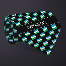 Vågigt Uzbekistan Flagga Mönster  Slips