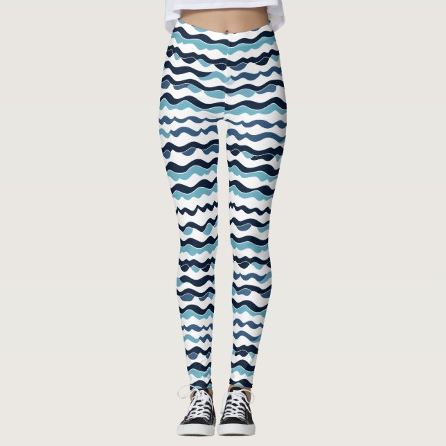 Vågigt Vågmönster Leggings (Framsida)