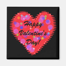 Vågigt Valentindagen Heart and Circles Magnet