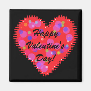 Vågigt Valentindagen Heart and Circles Magnet