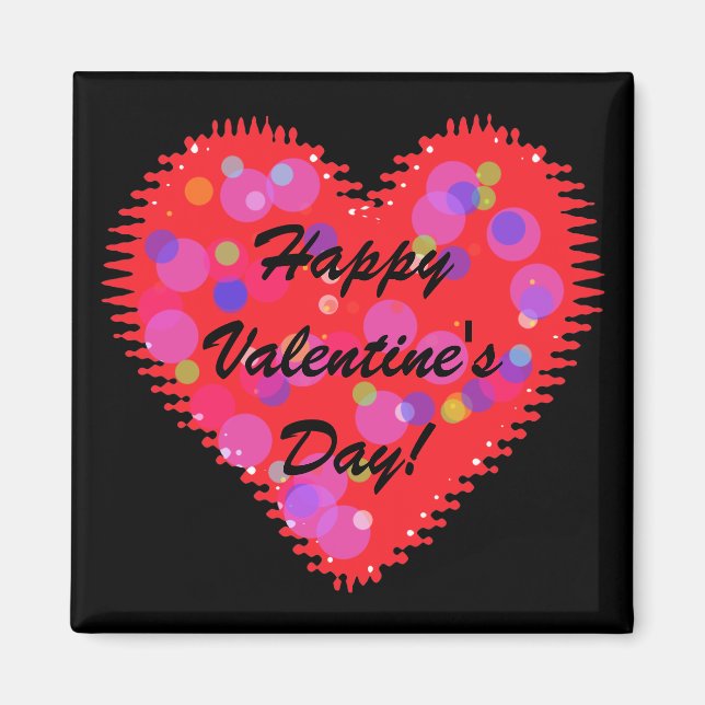 Vågigt Valentindagen Heart and Circles Magnet (Framsidan)