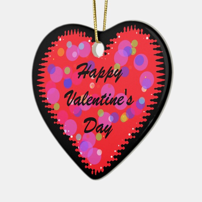 Vågigt Valentindagen Heart och Circles Ceramic Orn Julgransprydnad Keramik (Vänster)
