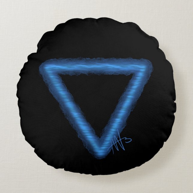 Vågigt Vatten Inslag Alchemy Symbol Rund Kudde (Framsidan)