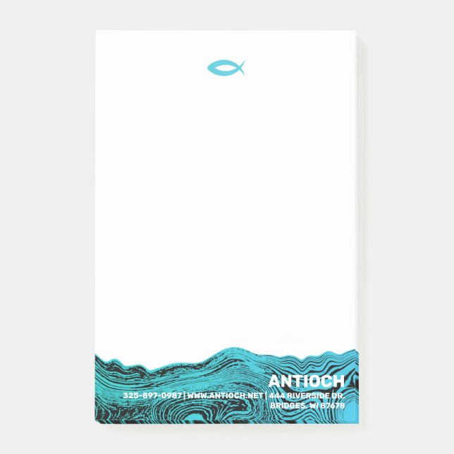 Vågigt Vatten Jesus Fish Post-it Block (Framsida)