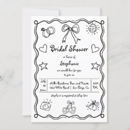 vågigt viskartad möhippa i hand plockade inbjudningar