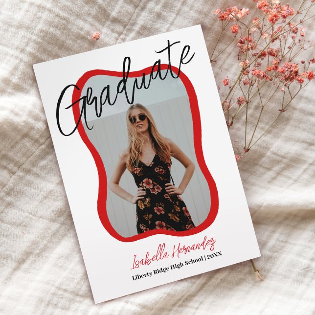 Vågigt vykort för handskrivet studenten-meddelande (Skapare uppladdad)