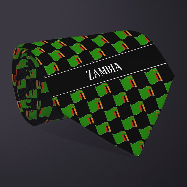 Vågigt Zambia Flagga Mönster  Slips (Skapare uppladdad)