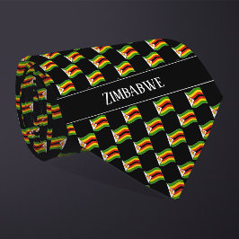 Vågigt Zimbabwe Flagga Mönster Slips