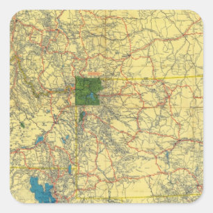 Vägkarta Idaho, Mont, Wyo karta Fyrkantigt Klistermärke