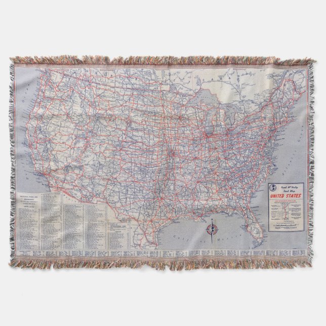Vägkarta United States Filt (Framsidan)