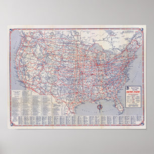 Vägkarta United States Poster
