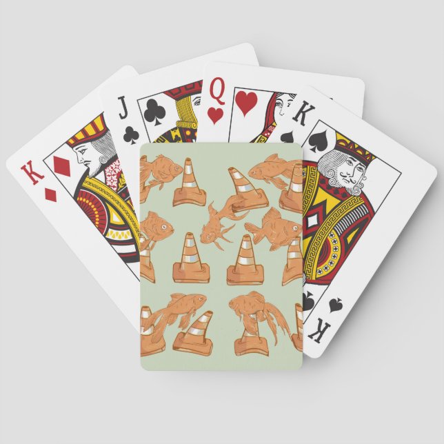 Vägkoner och orange guldfisk casinokort (Baksidan)