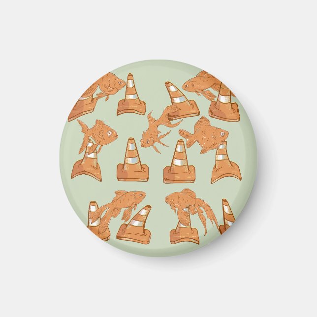Vägkoner och orange guldfisk magnet (Framsidan)
