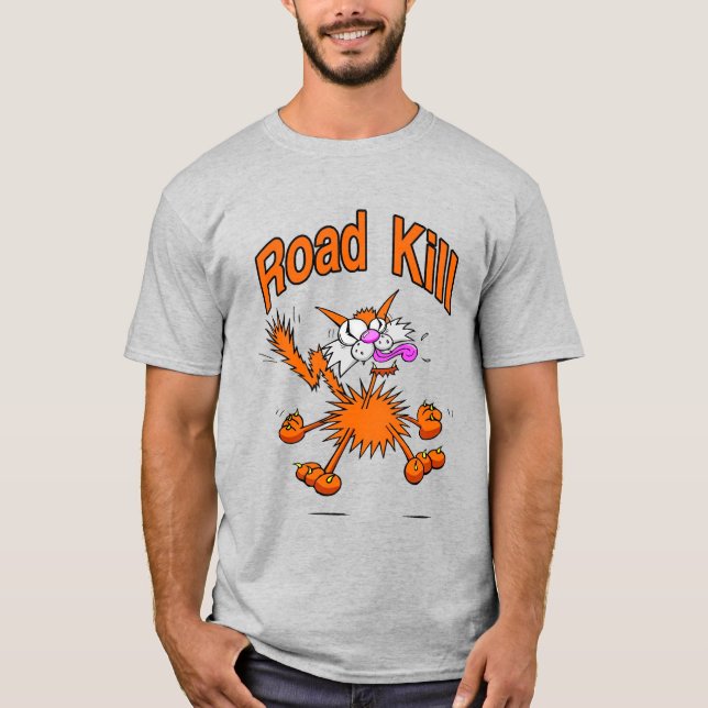Vägkrossad katt t shirt (Framsida)