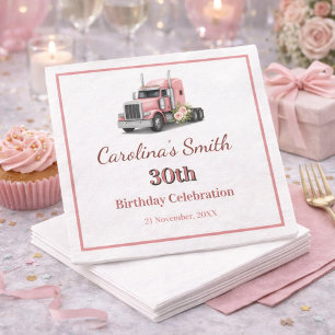 Vägkung Birthday Kvinnlig Lastbilschaufför Pappersservett