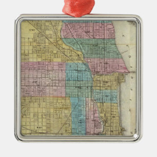 Vägleda kartan av Chicago Julgransprydnad Metall