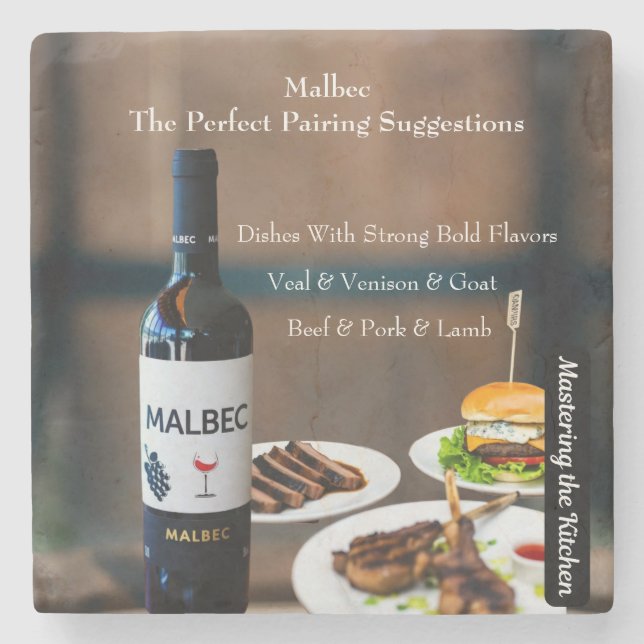 Vägledning för Malbec-vinservering/Bekräftande av  Stenunderlägg (Framsidan)