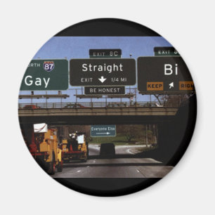 Vägmärken för bög/Straight/Bi Magnet