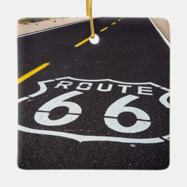 Vägmarkering för Route 66, Arizona Julgransprydnad Keramik (Framsida)