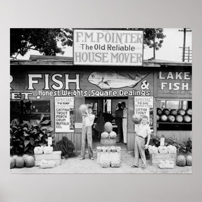 Vägmarknad, 1936. Gammalt foto Poster (Framsidan)