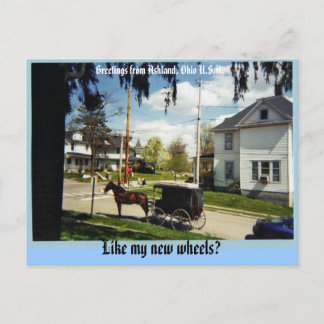 vagn, Hälsning från Ashland, Ohio U.S.A., Lik... Vykort