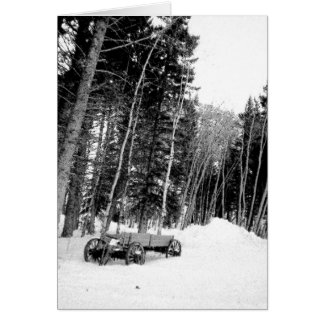 Vagn i vinterskog hälsningskort