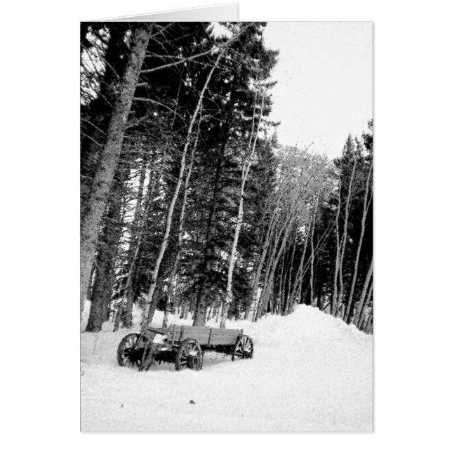 Vagn i vinterskog hälsningskort (Framsidan)