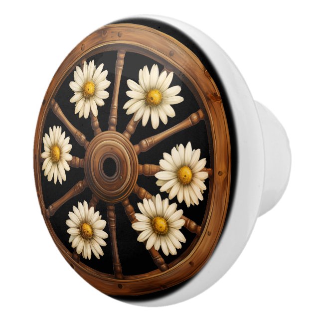 Vagn Wheel White Daisy Rustic Knopp (Höger)