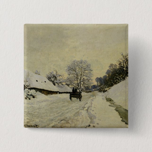 Vagnen eller väg under snö på Honfleur, 1865 Knapp (Framsida)