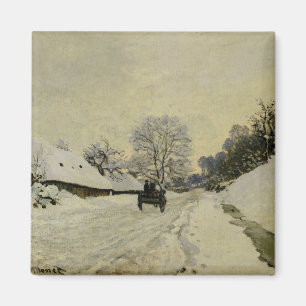 Vagnen eller väg under snö på Honfleur, 1865 Magnet