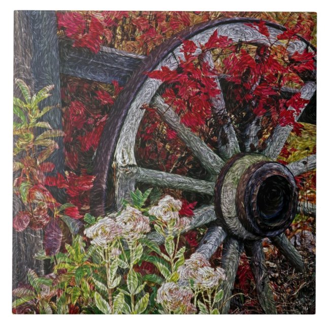 Vagnhjul 1-sida kakelplatta (Framsidan)