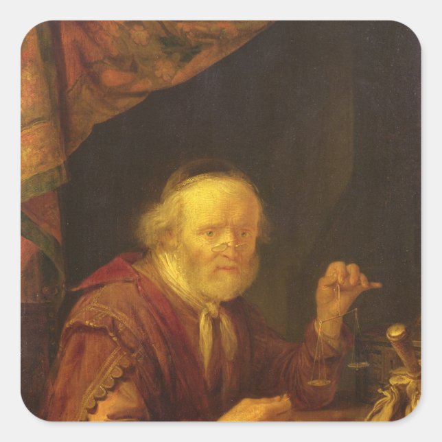 Vägning Guld Fyrkantigt Klistermärke (Framsida)